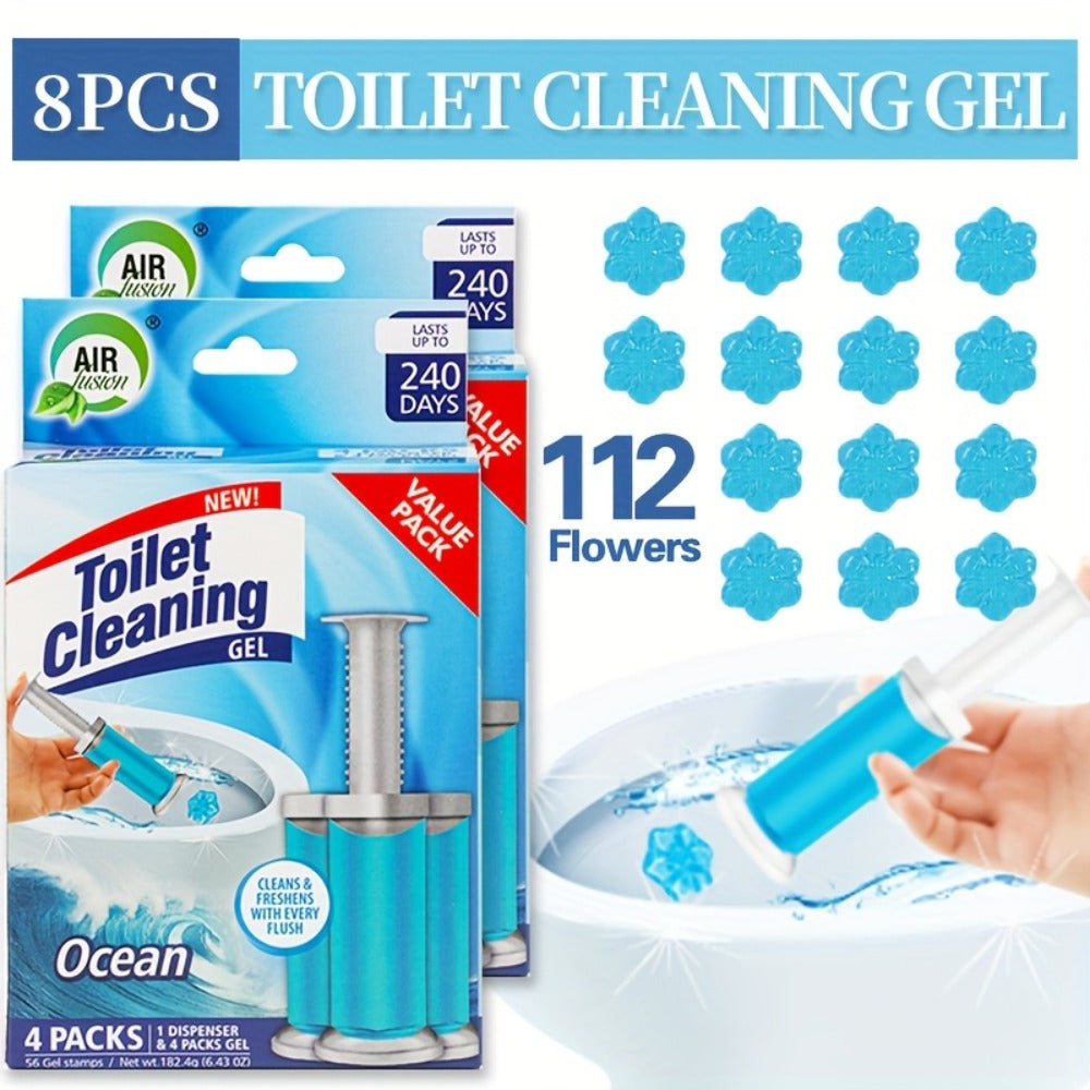 Toilet Cleaning Gel Stamp with Dispenser, Toilet Bowl Freshener & Cleaner Gel Stamps Prevent Scale & Toilet Ring, 6 Scents ¨C Ocean, Lavender, Floral, Peach, Lemon, Pine ¨C 4 Pcs or 8 Pcs Pack
