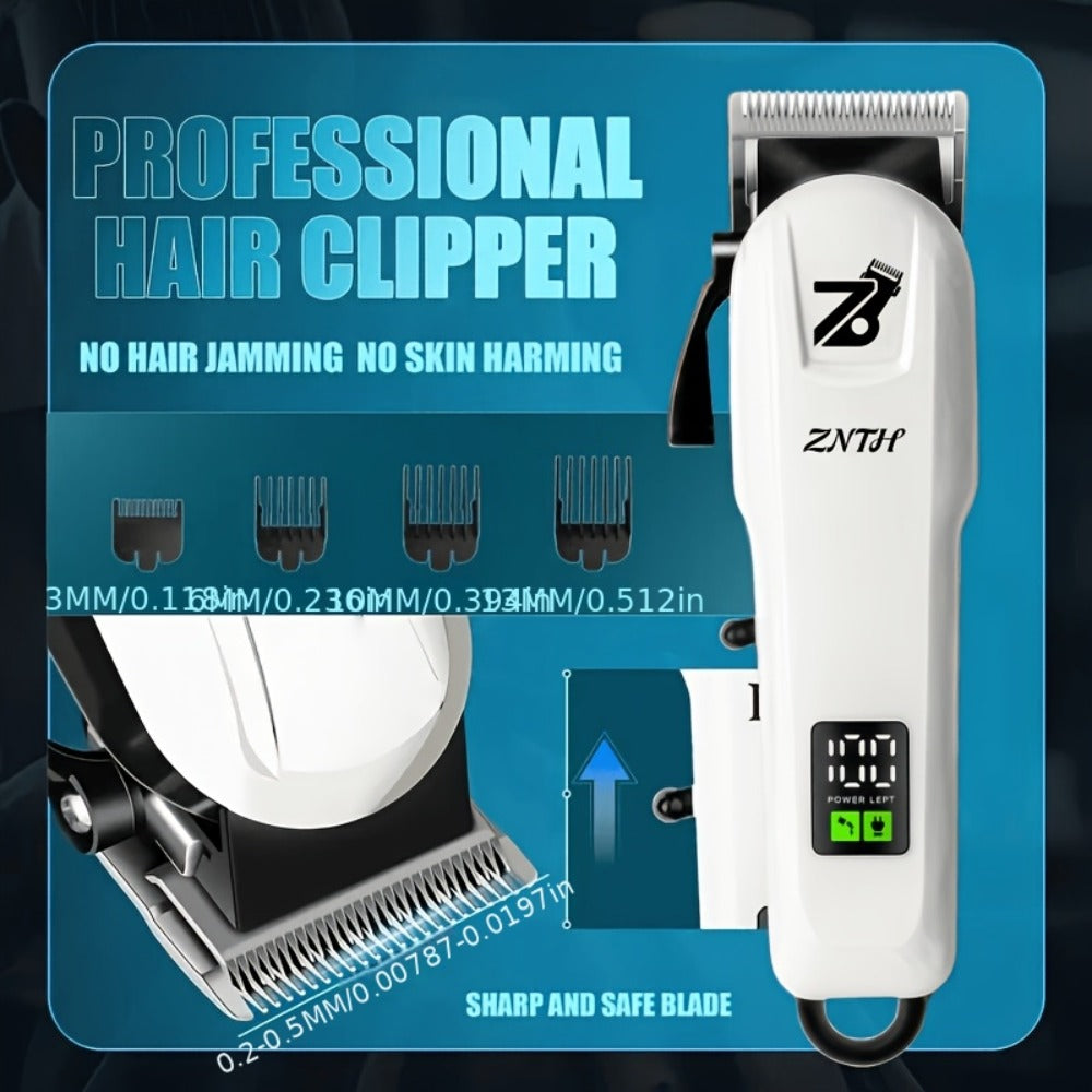 Professional Hair Clipper Kit 9-in-1 Trimmer for Haircut Bald Head Shaving LCD Display USB Fast Charge Long Battery Stainless Steel Blade 4 Guide Combs for Home Barbershop