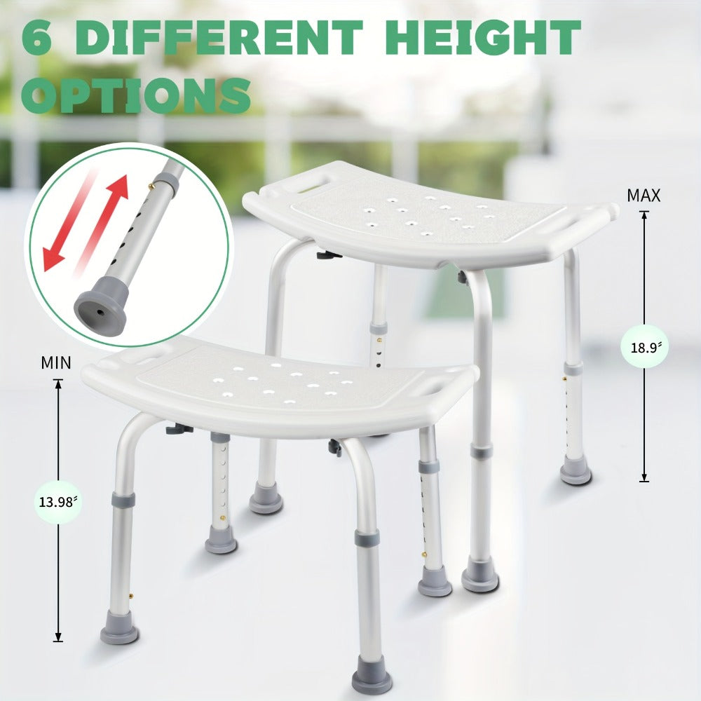 Shower Bench with Suction Feet ¨C Adjustable Non-Slip Bath Stool, 350 LBS Capacity, Rust-Proof Aluminum, Medical Grade Bath Seat for Seniors, Adults & Disabled, Fits Showers & Tubs