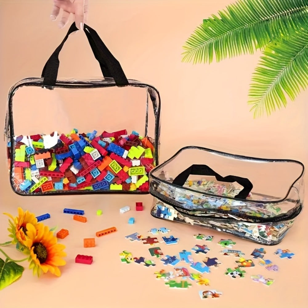 Clear PVC Storage Bags Set of 4 - Transparent Zipper Organizer Bags, Foldable Portable Multi-Use Storage for Home Travel