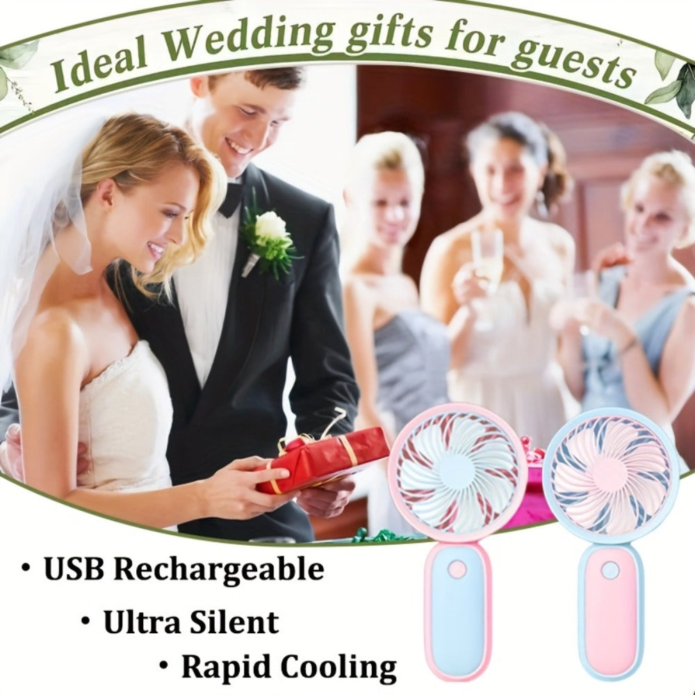 Mini Handheld Fan Bulk 12 Pack | Portable Neck & Wrist Personal Fan, USB Rechargeable, Lightweight Cute Design for Wedding Favors, Festival Party, Travel, Camping & Office Giveaways ¨C Type A & B