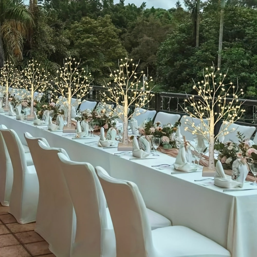 LED Illuminated Birch Tree Decoration ¨C Battery-Powered Warm White Glowing Birch Trees for Wedding, Home, Fireplace & Indoor Gatherings ¨C Freestanding Decorative Light Display, 4 or 6 Pack