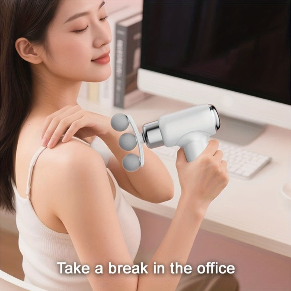 Massage Gun USB Rechargeable Handheld Percussion Massager | 9 Interchangeable Heads Deep Tissue Electric Body Massager | Cordless Muscle Recovery Tool for Men Women Athletes Gym Home Office Travel
