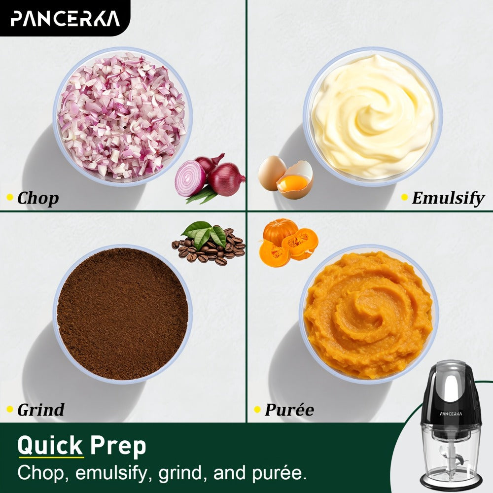 Electric Food Chopper Mini Food Processor ¨C One-Touch 600ml Vegetable Chopper with 4 Stainless Steel Blades, Meat Grinder Blender for Garlic, Fruits, Smoothie, Puree, Black