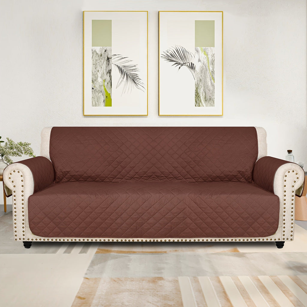 Sofa Slipcover 5-Layer Quilted Thick Sofa Cover Protector Elastic Strap Non-Slip Washable Pet Friendly Universal Fit 3 4 Seater Couch Cover for Living Room - 10 Colors