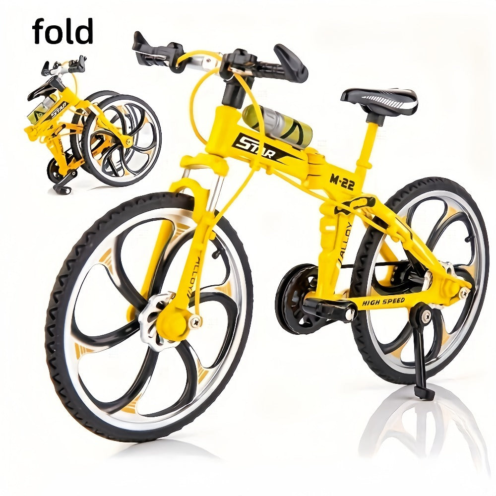 Diecast Mountain Bike Model 1:8 Scale Alloy Foldable Miniature Bicycle Figurine for Home Office Desk Decor, Collector Gift, Christmas Birthday Present, 3 Colors Available