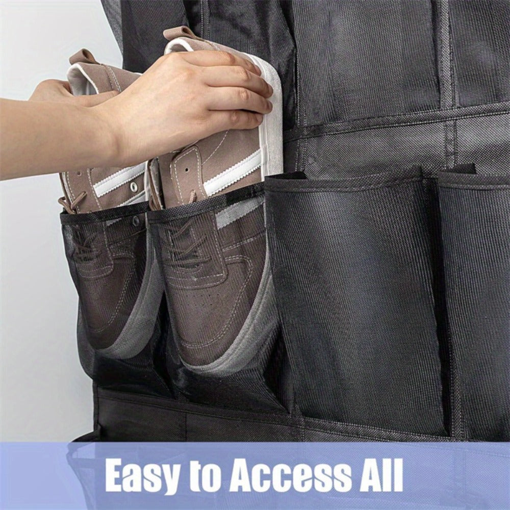 Over Door Shoe Organizer 24 Large Mesh Pockets ¨C Foldable Breathable Hanging Storage Rack, Durable Fabric Closet Hanger for Shoes & Accessories, Space-Saving Door Organization