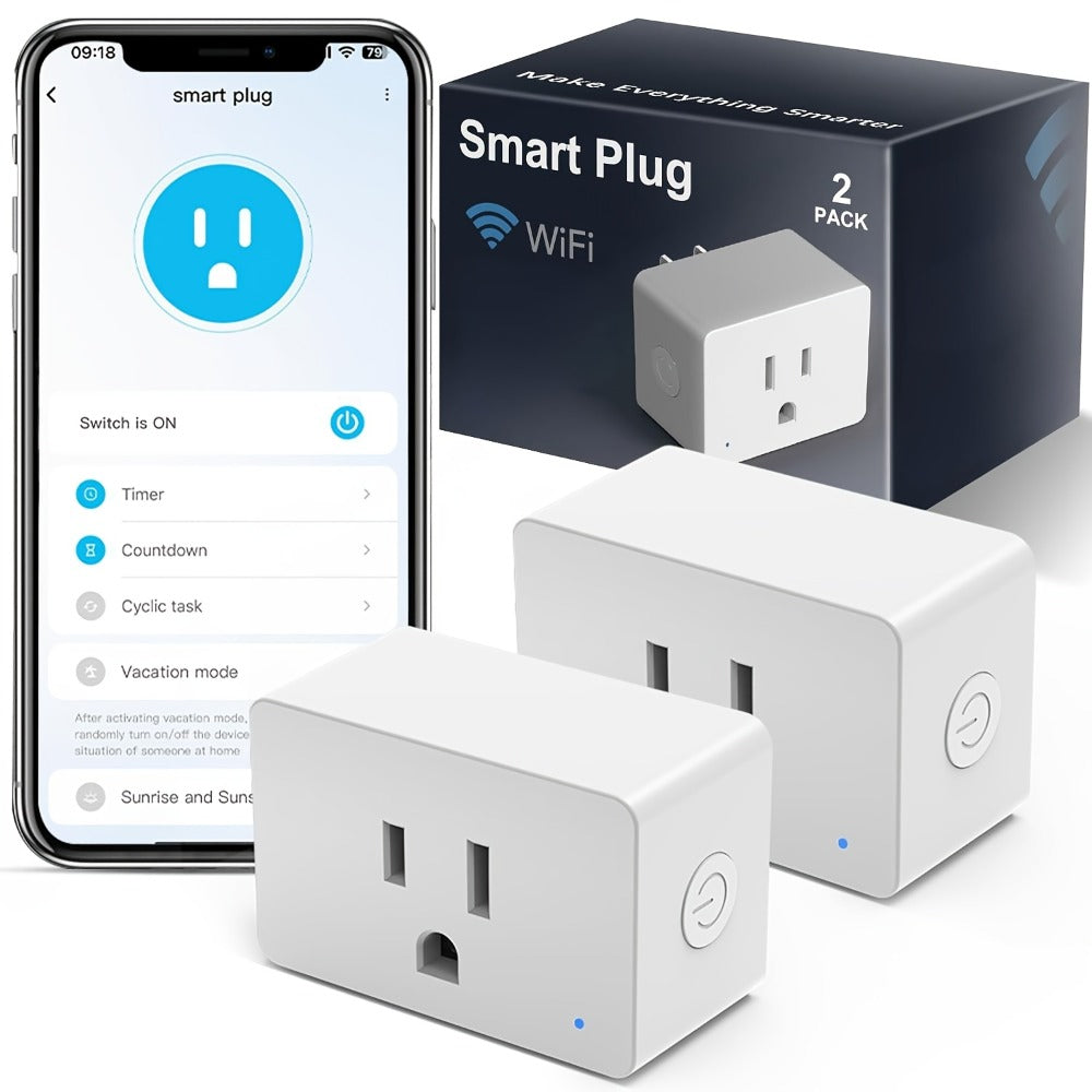 Smart Plug WiFi 15A with Timer Group Control App Remote Works with Alexa Google Home SmartThings Home Assistant Compatible Space-Saving Design 2 Pack 5 Pack