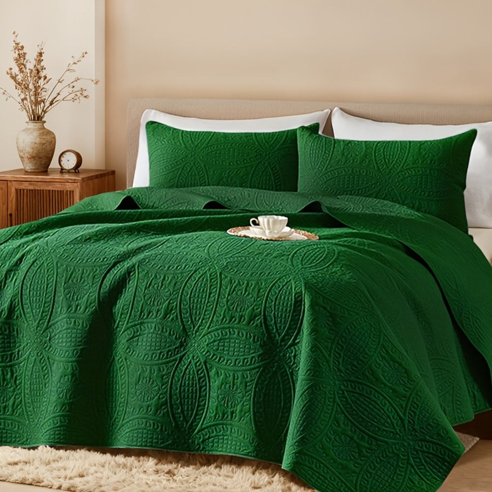 Quilt Coverlet Set 2-3 Piece Lightweight Microfiber Bedspread Coin Pattern Soft Skin-Friendly Anti-Allergy Machine Washable Twin Full Queen King