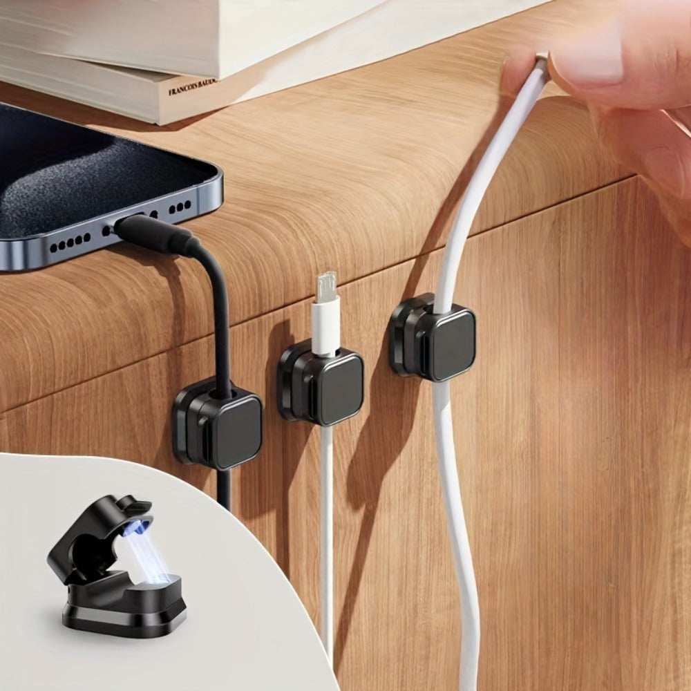 Magnetic Cable Organizer Clips 16 Pack Self-Adhesive No-Drill Cable Management Holder for Desk Wall Home Office Adjustable Wire Cord Organizer Set