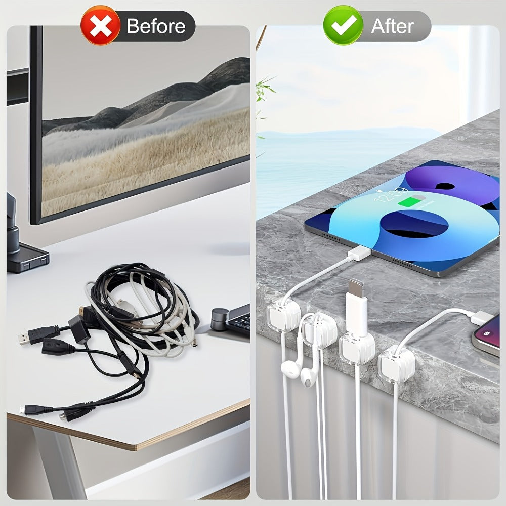 Silicone Cable Clips Self-Adhesive 16 Pcs ¨C Reusable Cable Organizer & Wire Management for Desk, Car & Office, Universal Data Cable Holder, High-Elasticity Wear-Resistant, for Tech Geeks & Students (Black)