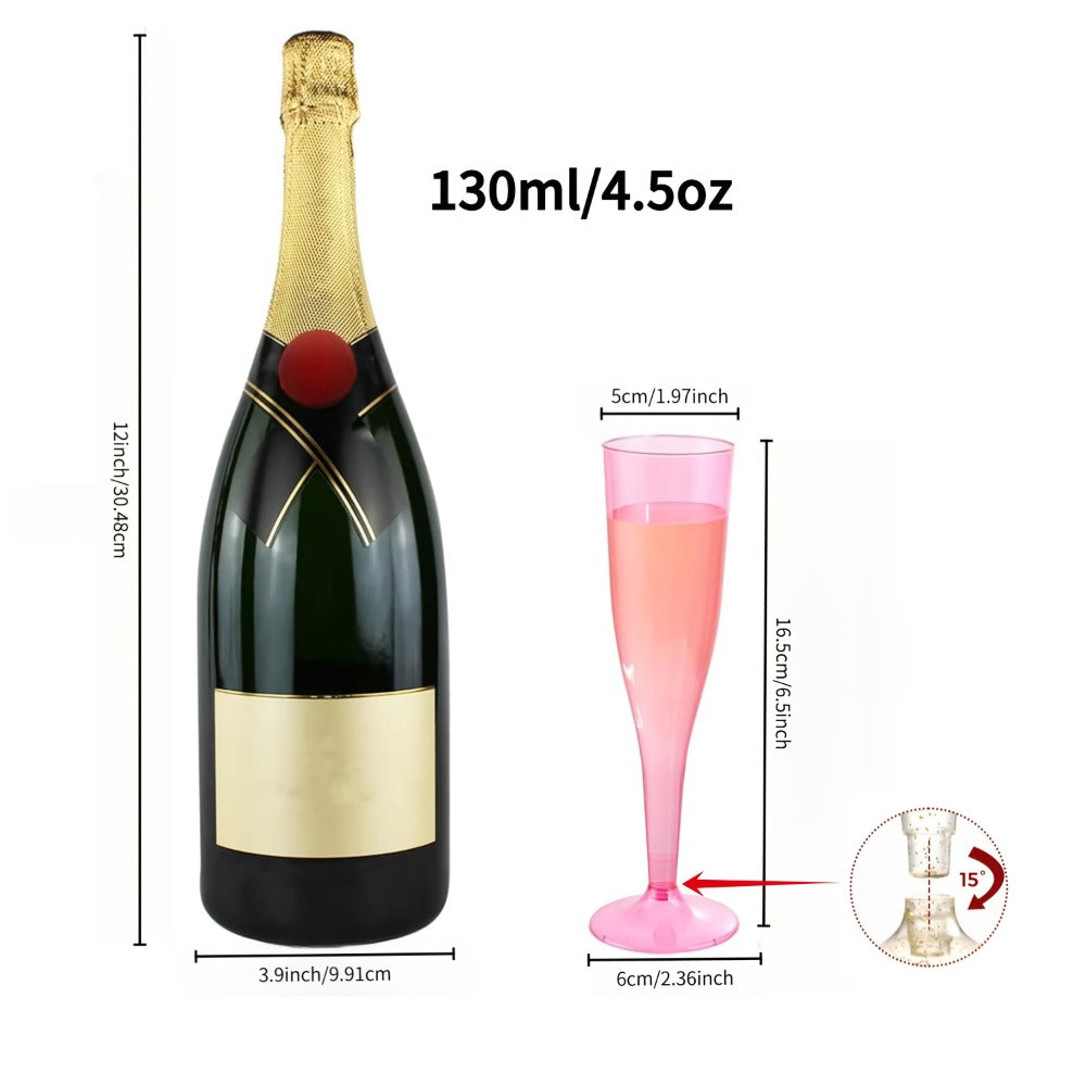 Pink Plastic Champagne Glasses Disposable 25 50 Pack ¨C BPA-Free PS Mimosa Cups Pink Plastic Wine Glasses for Wedding Bridal Shower Cocktail Party Outdoor Events