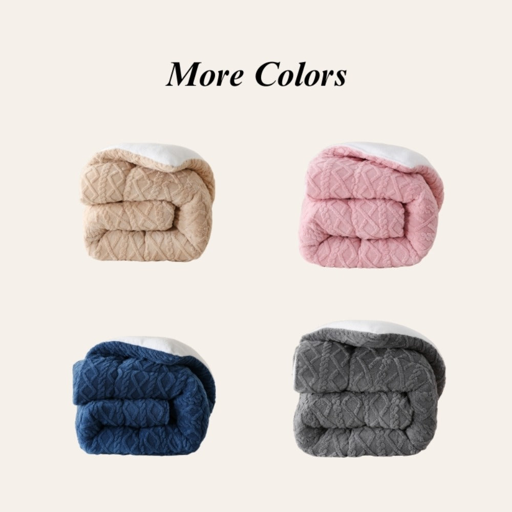 Plush Taffeta Comforter Extra Thick 400-450GSM | Double-Sided Soft Heavy Duty Warm Comforter for Autumn Winter Twin XL Full Queen King Grey Blue Pink Beige