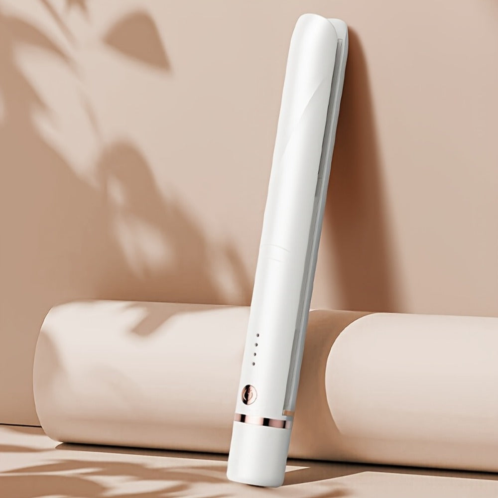 Wireless Hair Straightener and Curling Iron 2-in-1 Ceramic Cordless Hair Styler USB-C Rechargeable 3-Speed Adjustable Temperature Portable Travel Hair Tool Women Gift Pink White