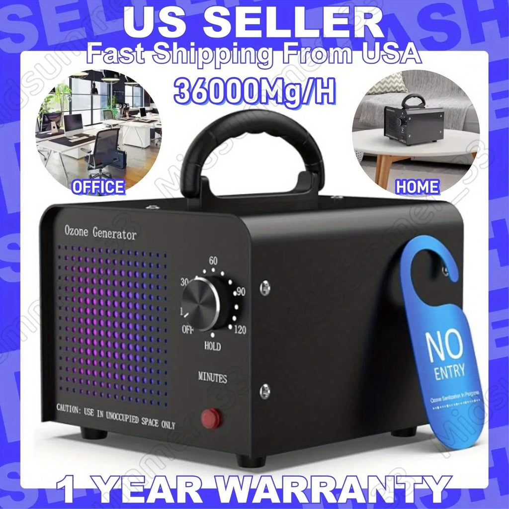 Ozone Generator 40,000mg/h Commercial Odor Eliminator | O3 Ionizer Air Purifier Deodorizer with Timer for Home, Bedroom, Office & Car | Removes Smoke, Pet, Paint & Cooking Odors | Black