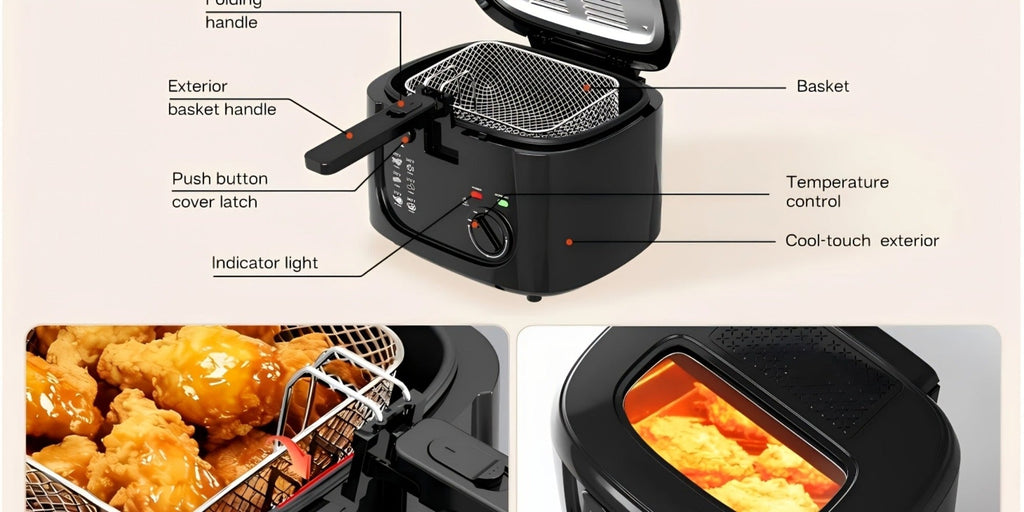 Electric Deep Fryer 1500W ¨C 84.54oz Large Capacity, Adjustable Temperature Control, Non-Stick Basket, Viewing Window, Removable Lid, One-Touch Switch, Easy to Clean, Black & White Options