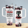 Halloween Horror Cat 40oz Insulated Tumbler with Lid and Straw ¨C Stainless Steel Large Capacity Coffee Cup with Handle | Spooky Cat Mug for Halloween Gifts Office Home