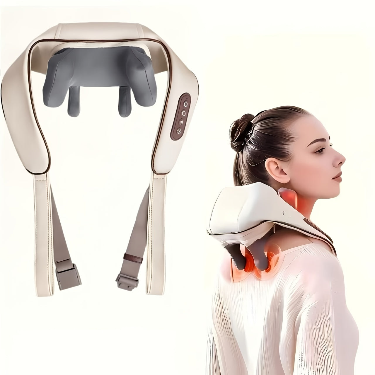 Neck Shoulder Massage Pillow 8D Deep Kneading Wireless Electric Back Massager Simulates Human Hands for Neck Shoulder Back Pain Relief Gift for Women Men