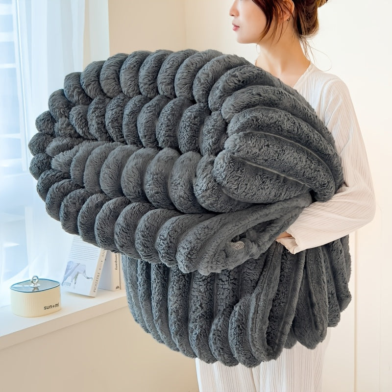Plush Faux Fur Blanket ¨C Imitation Rabbit Fur 300-350gsm Knit Throw for Sofa, Bed & Travel, All Season, 3 Colors, 2 Sizes