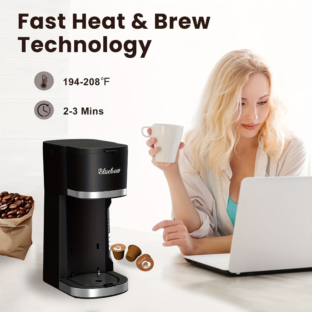 Single Serve Coffee Maker 3-in-1 ¨C Hot & Iced Coffee Machine Compatible with K-Cup Pods, Ground Coffee & Tea, 6-12 oz Brew Sizes, Iced Tea Maker, Compact Countertop Brewer ¨C Black (CM6080/CM6070)