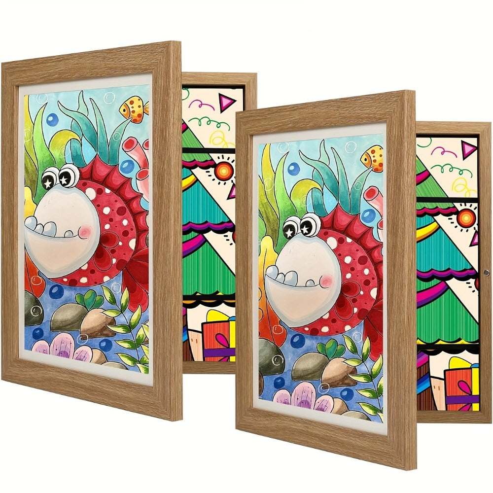 Kids Artwork Frame Front Opening Changeable 8.5x11 Children Art Display Picture Frame Holds 100+ Pieces for Drawing Crafts Photos 2 Pack 4 Pack Wood White
