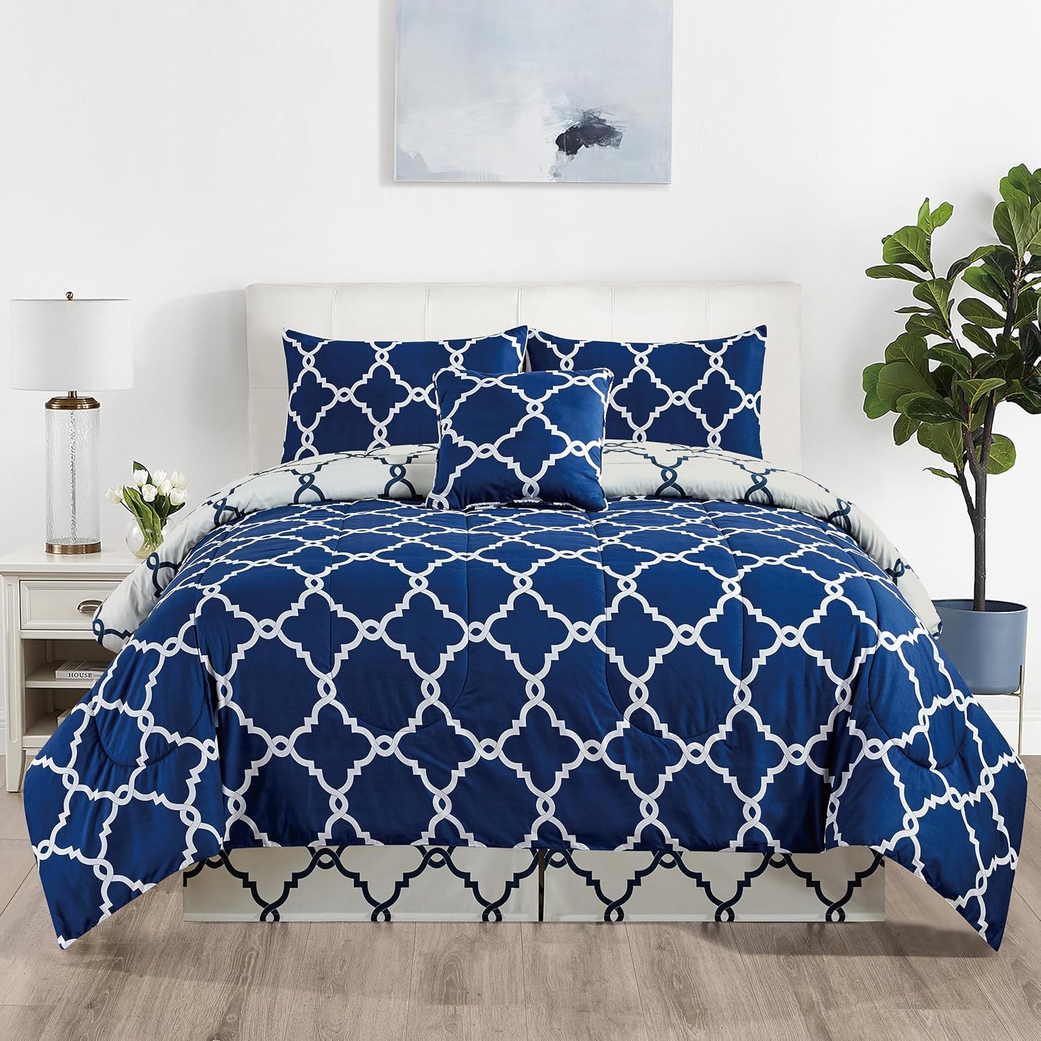 5-Piece Comforter Set ¨C Down Alternative Reversible Quilted Bedding with Bed Skirt & Pillow Shams, Twin Queen King, All Seasons ¨C 13 Colors