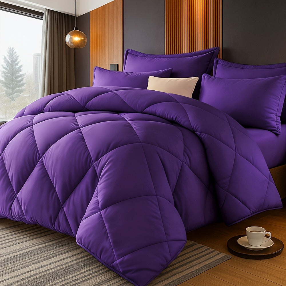 Comforter Set 2/3 Piece - Diamond Grid Quilted Down Alternative Comforter with Pillowcases, Soft Microfiber Breathable All Season Bedding Set, Twin Queen King, Multiple Colors