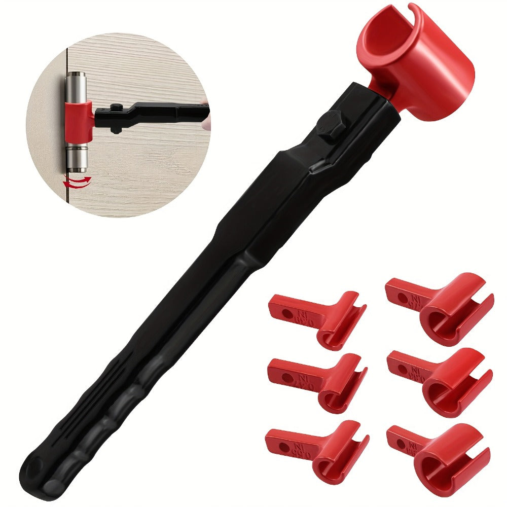 Door Hinge Adjustment Tool Kit 6-in-1 - Heavy Duty Steel Hinge Bender Wrench Set for Precise Door Gap Adjustment, Residential & Commercial Use, One-Piece Construction