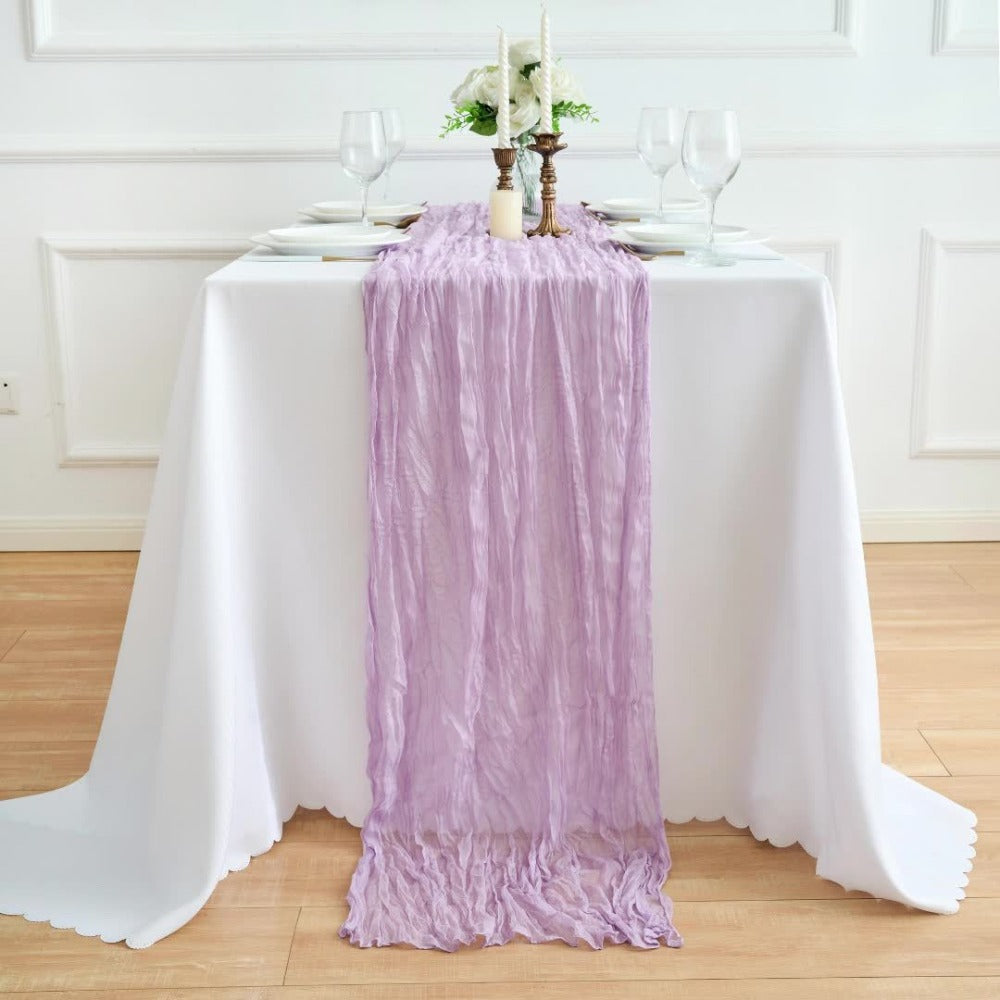 Cheesecloth Table Runner 10 Pack, 10ft Boho Wedding Table Runner for Reception, Rustic Bridal Shower, Party & Home Decor ¨C Dusty Pink, Sage, Lavender