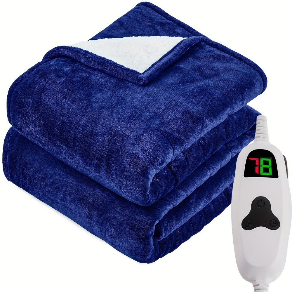 Electric Heated Blanket Dual Zone Independent Temperature Control A/B Zones | 10 Heating Levels Soft Flannel Fast Heating Blanket with Dual Controllers Auto Shut-Off 1/2/4/6/8 Hours Throw Full Size