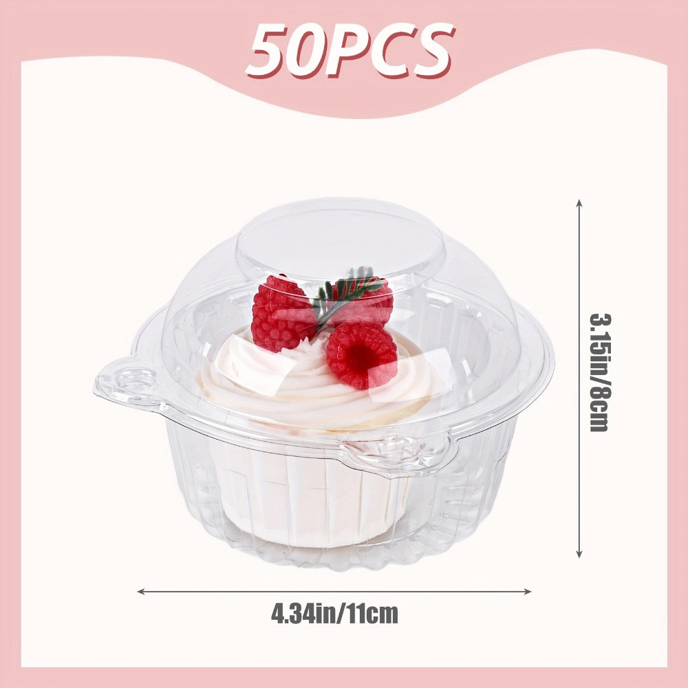 Individual Cupcake Boxes with Dome Lids 80 Pack - Clear Plastic Single Cupcake Containers with Flip Top Closure for Cupcakes Muffins and Pastries, Perfect for Bakery Home Kitchen Party Picnic and Gifting