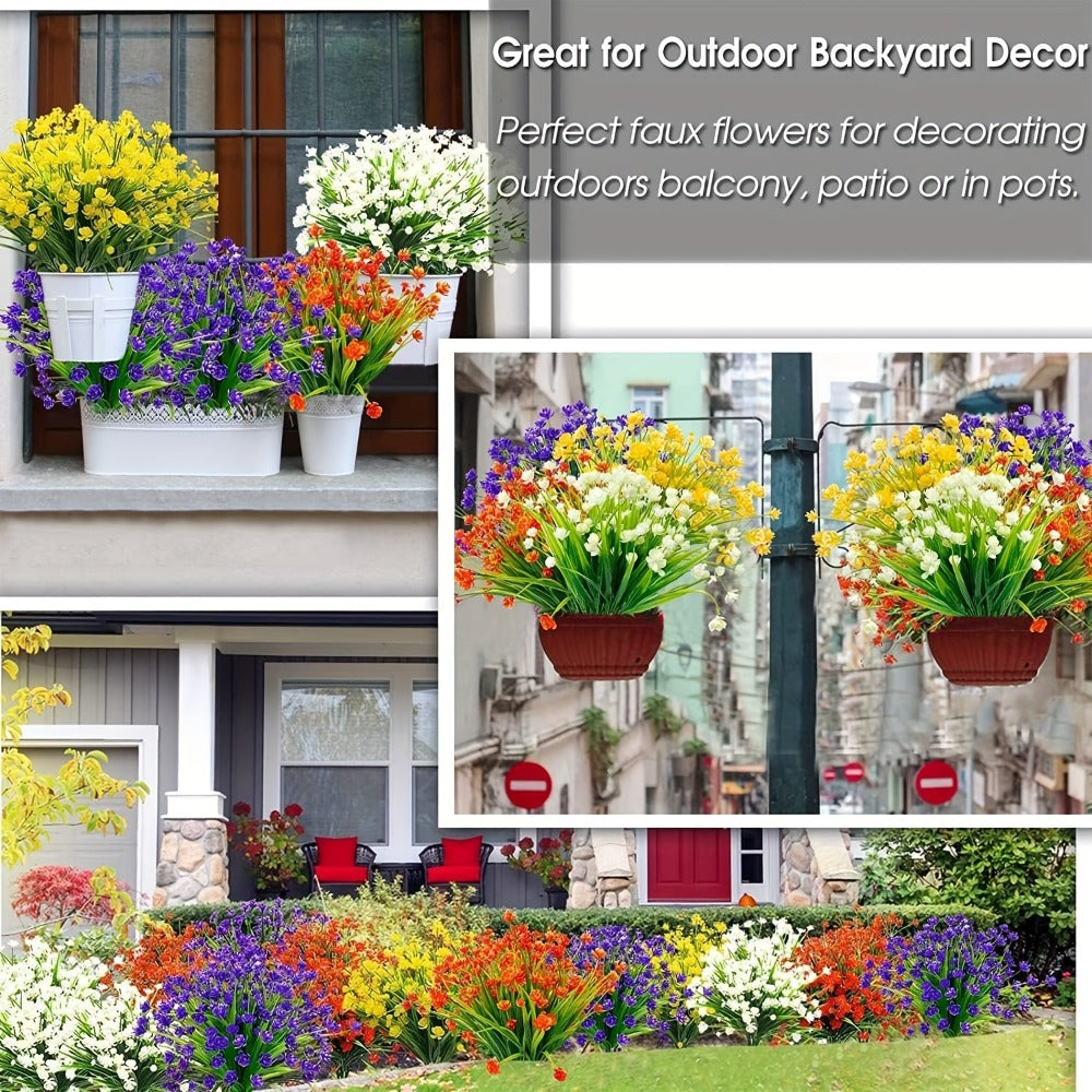 Artificial Flowers Outdoor UV Resistant 40 Bundles Fake Flowers for Home Garden Decor, Faux Floral Greenery Shrubs Plants for Party Table DIY Decoration Mix Colors
