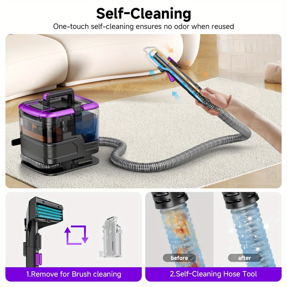 Portable Upholstery Cleaner Machine 30Kpa ¨C Carpet & Spot Cleaner with Dual Brush Head for Deep Stain Removal on Carpet, Couch, Car Seat, Stairs & Pet Messes
