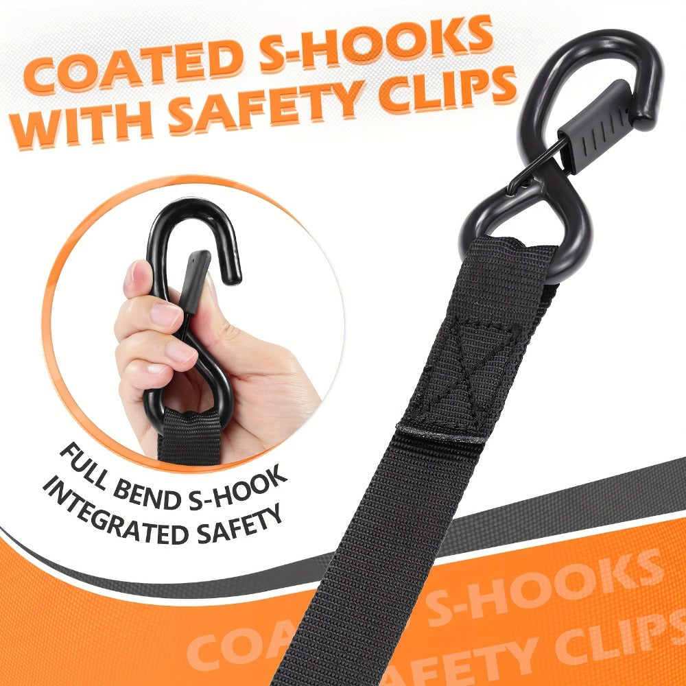 Retractable Ratchet Straps with Extension Strap ¨C Heavy Duty Auto Self-Retracting Tie Down Cargo Straps for Truck Trailer Motorcycle Moving & Appliances