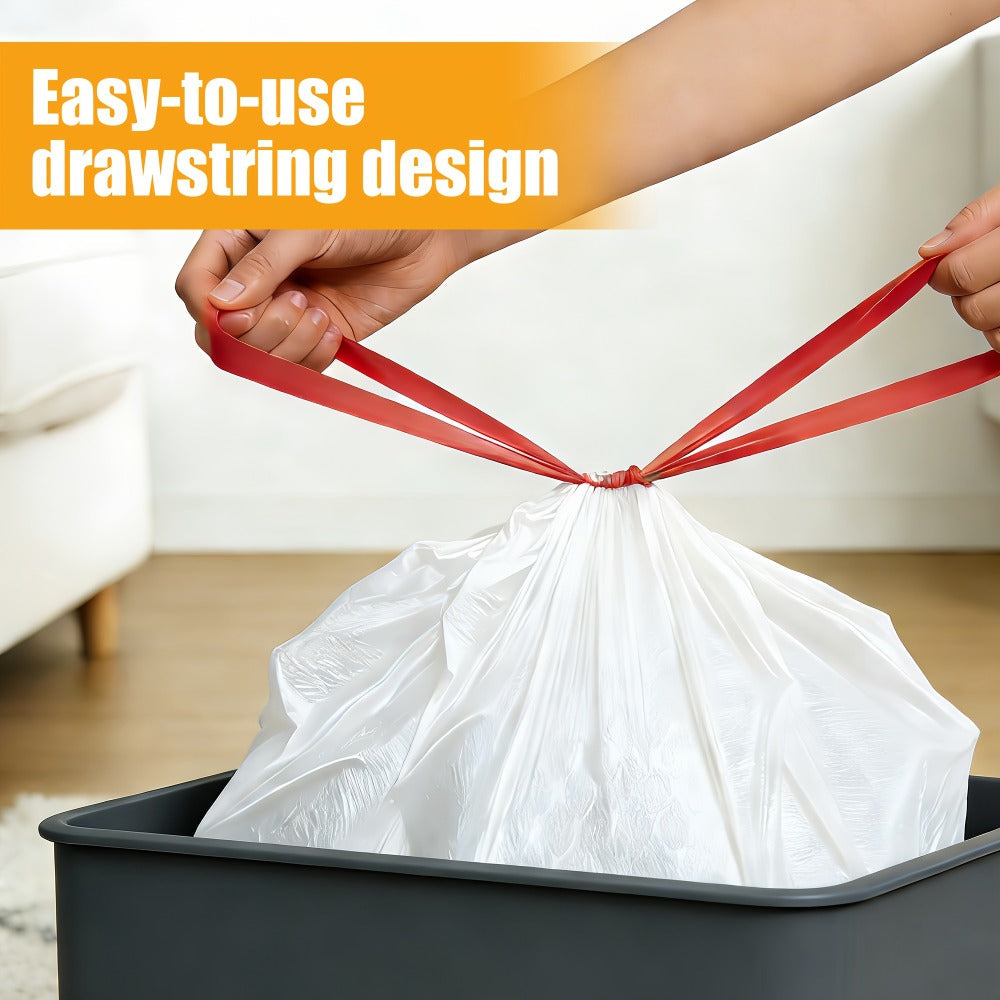 13 Gallon Trash Bags Drawstring Expandable Puncture Tear Resistant Leak-Proof Deodorizing Fresh Lemon Scent Super Durable Kitchen Garbage Bags for Kitchen Garden Large Trash Bins White 20 55 110 165 Count