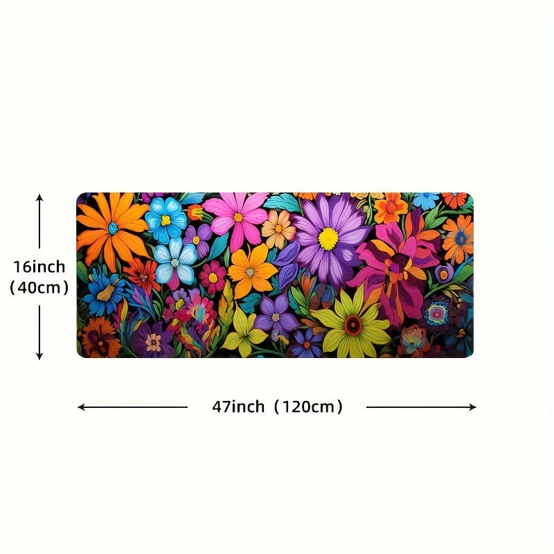 Kitchen Mat Floral Design ¨C Soft Non-Slip Rectangular Rug, Machine Washable 100% Polyester Floor Mat for Kitchen, Bathroom, Laundry Room, Living Room & Bedroom