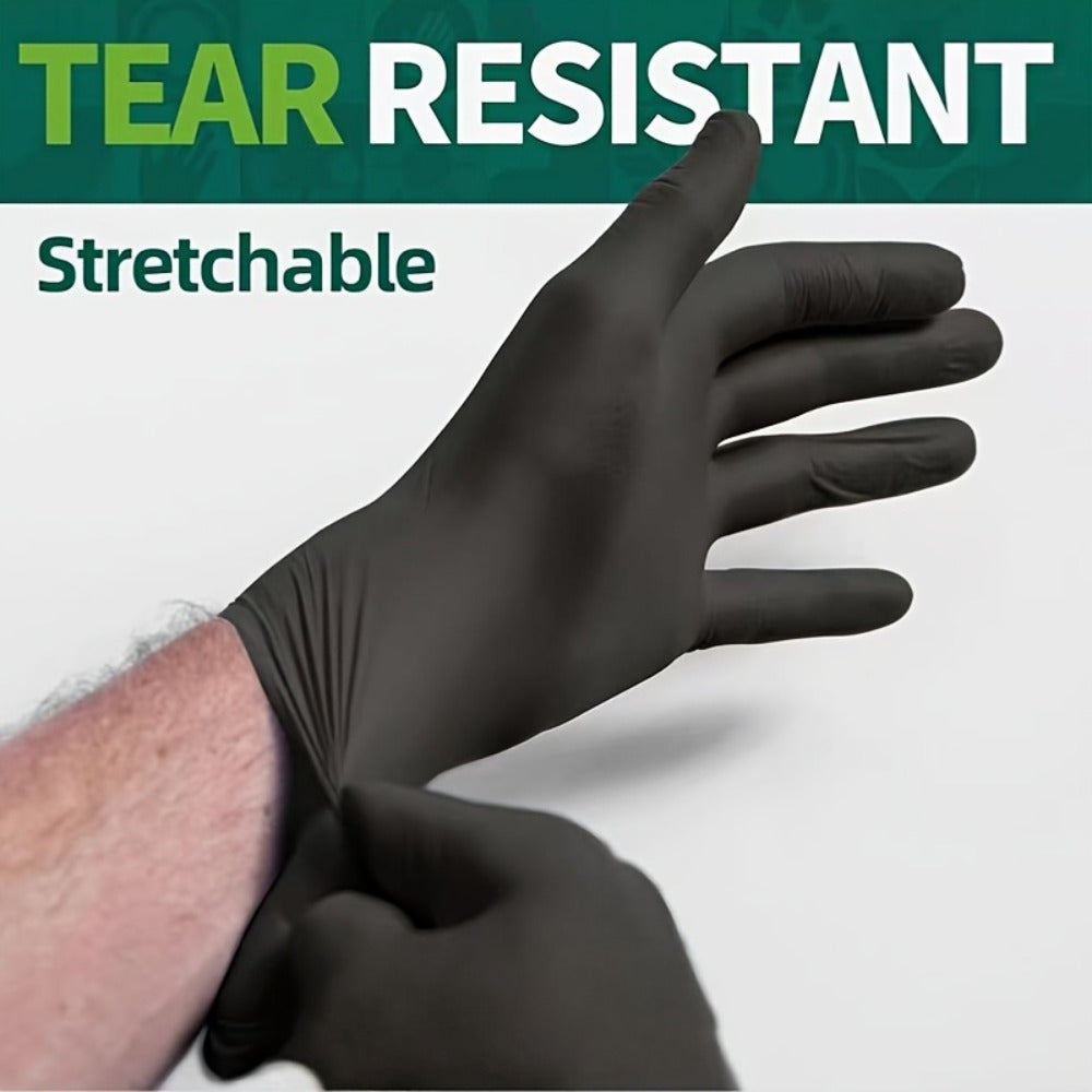 Disposable Black Nitrile Gloves 100 Count (8+92pcs) Powder Free Latex Free Tear Resistant Textured Fingertips for Kitchen Cleaning Car Repair Pet Care Food Prep S M L XL
