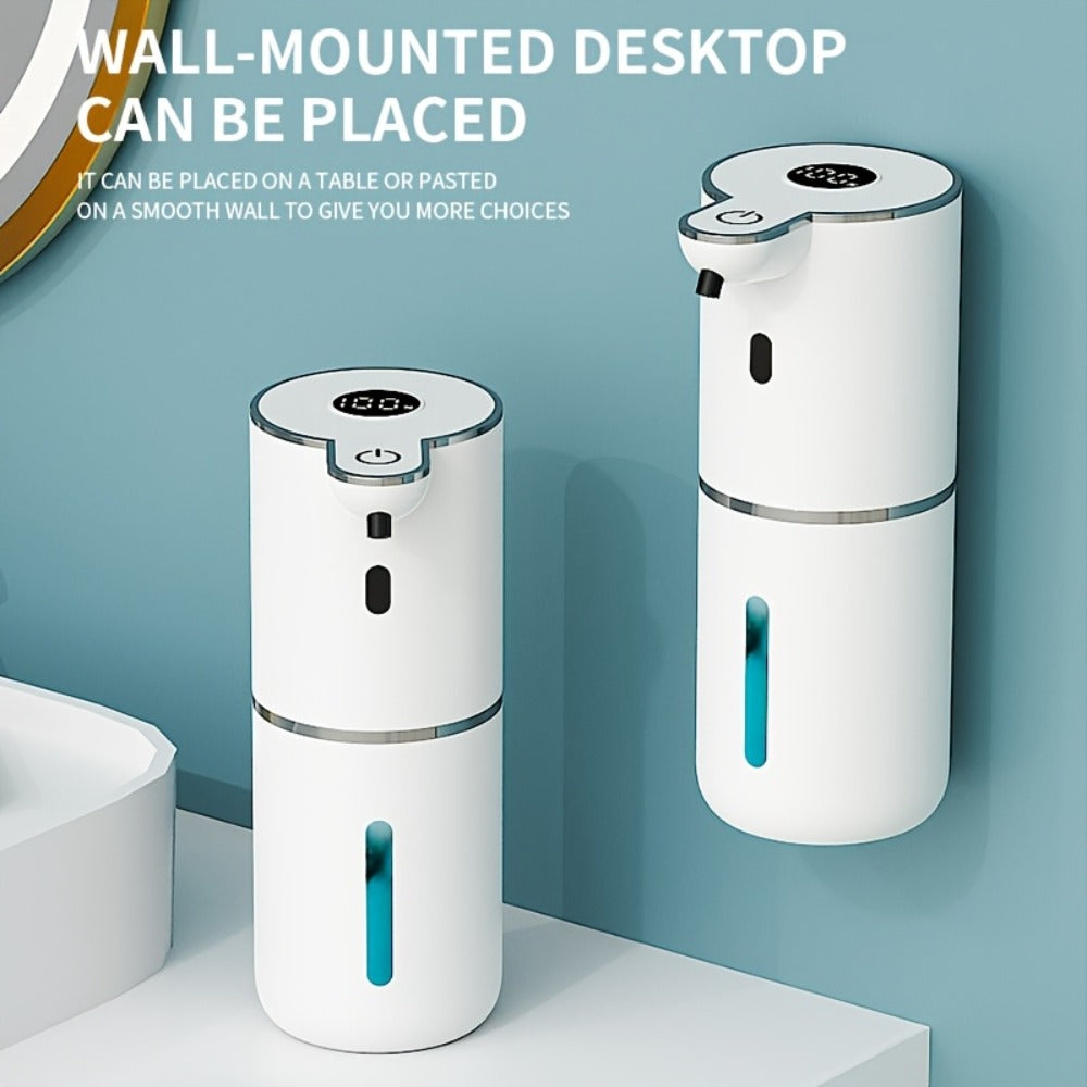Automatic Sensor Soap Dispenser Foam Type 6 Gear Digital Display - Rechargeable Touchless Large Capacity Countertop or Wall Mount | Black White | Kitchen Bathroom Restroom Hands Free