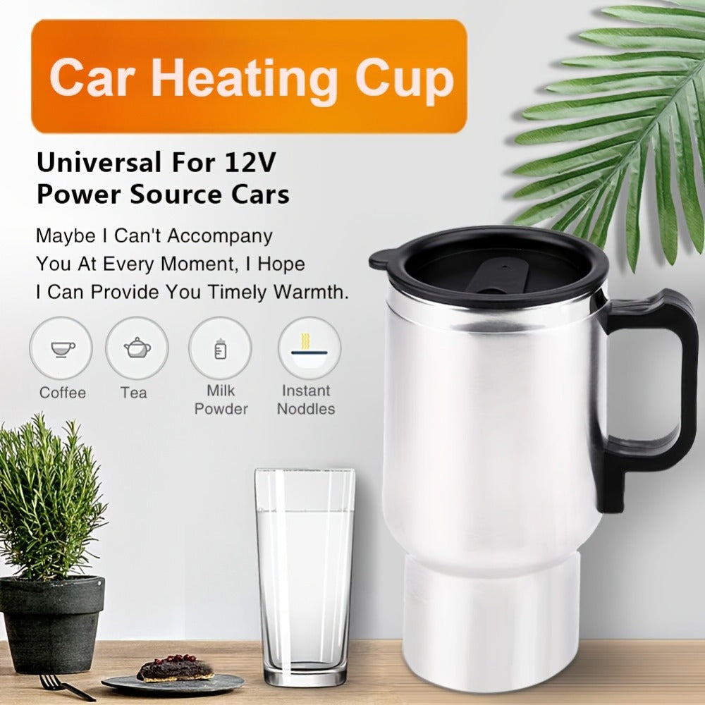 Car Electric Kettle 12V ¨C Stainless Steel Travel Heating Cup with Auto Shut-Off, 450ml & 500ml Portable In-Car Water Heater for Hot Water, Tea & Coffee ¨C Cigarette Lighter Powered Road Trip Essential