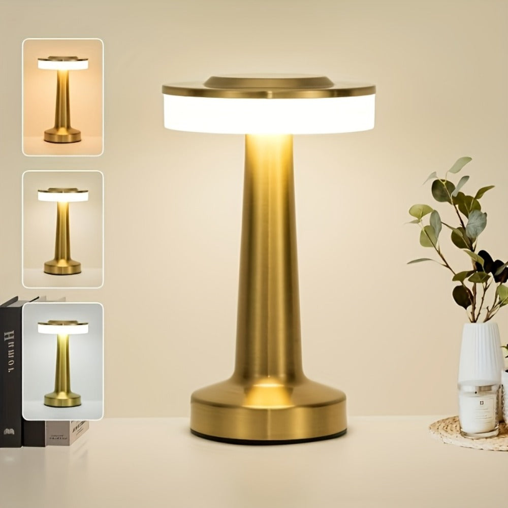 Rechargeable Touch Table Lamp ¨C 3 Color Dimmable Portable Bedside Nightstand Lamp with Battery, Small Wireless Desk Light for Bedroom, Living Room & Travel