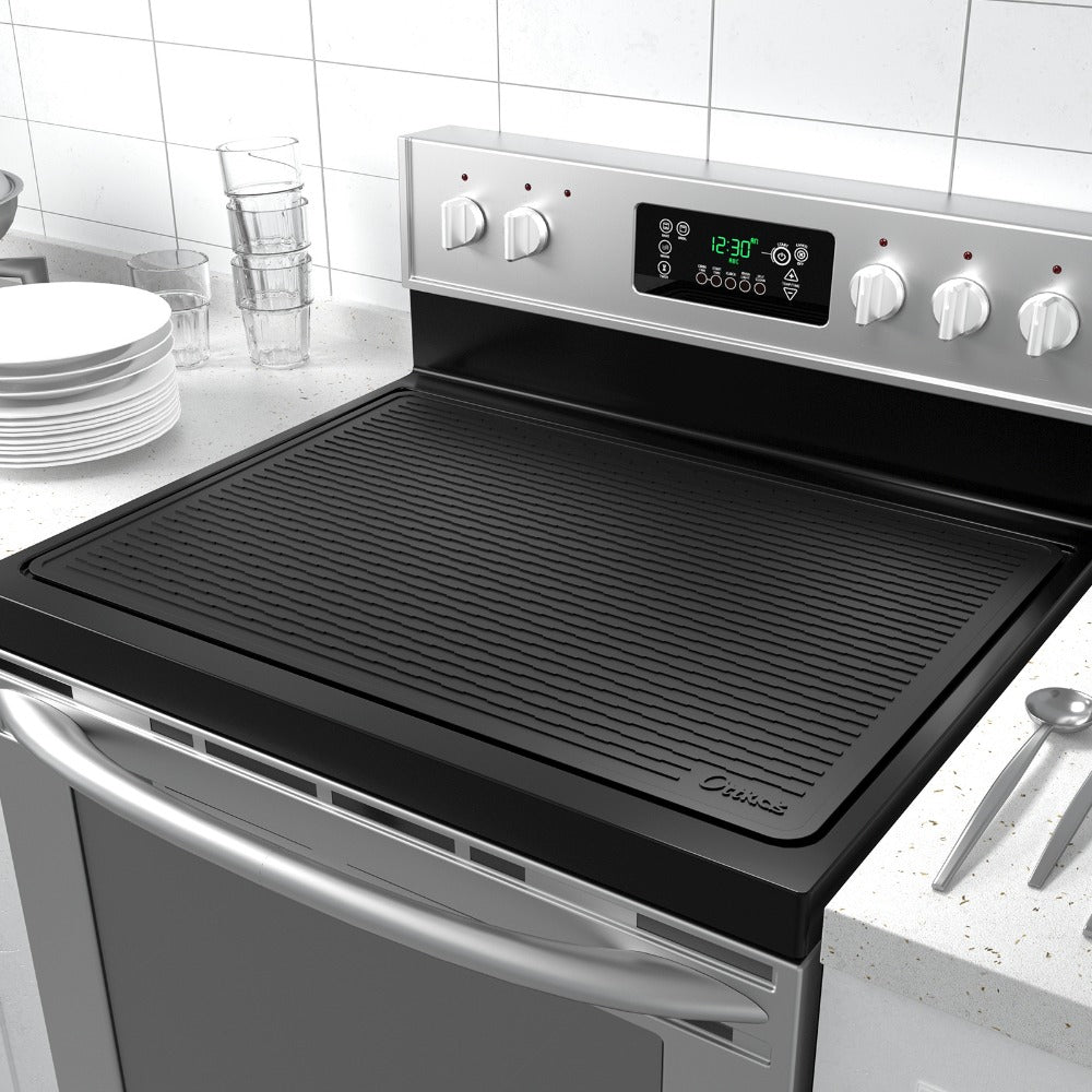Silicone Stove Top Cover Mat 30x21in ¨C Thick Anti-Slip Glass Cooktop Protector, Heat Resistant Electric Stove Cover, Kitchen Countertop Mat & Dish Drying Pad for Home & Restaurant