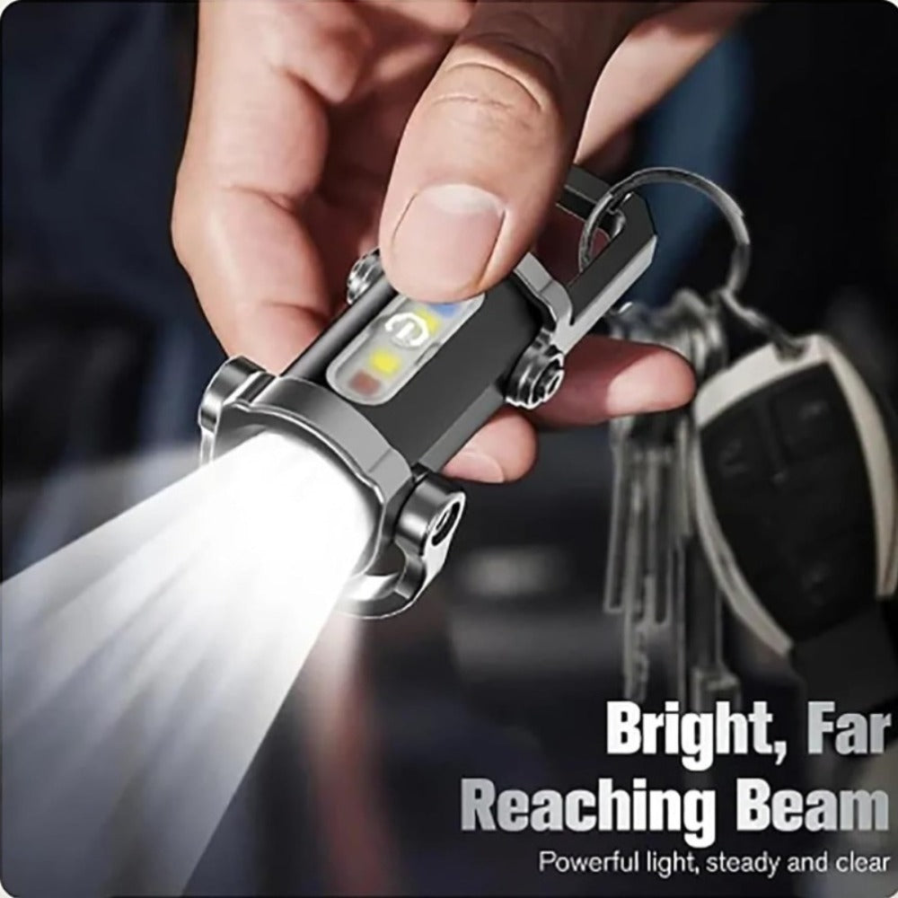 Mini Keychain Flashlight 4 Pack USB Rechargeable, 1200 Lumens 7 Modes Compact EDC Pocket Flashlight with Phone Charging Function, Clip-On Portable Torch for Hiking Camping Emergency Outdoor Survival