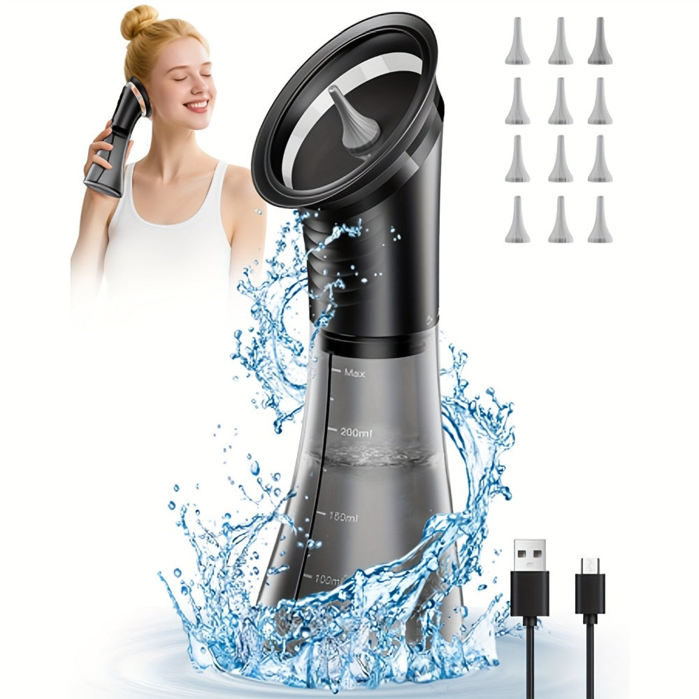Ear Wax Removal Kit Electric Hydraulic Pro ¨C 3-Speed Water Flushing Ear Cleaner with Temp Sensor, Visual Waste Tank, USB Rechargeable, Nozzle Belt, Medical-Grade Safe Home Ear Care System