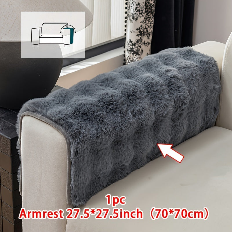 Faux Rabbit Plush Sofa Cover Winter Warm Thickened Anti-Slip Pet Friendly Cushion Protector for Living Room Bedroom Office 1 2 3 4 Seater