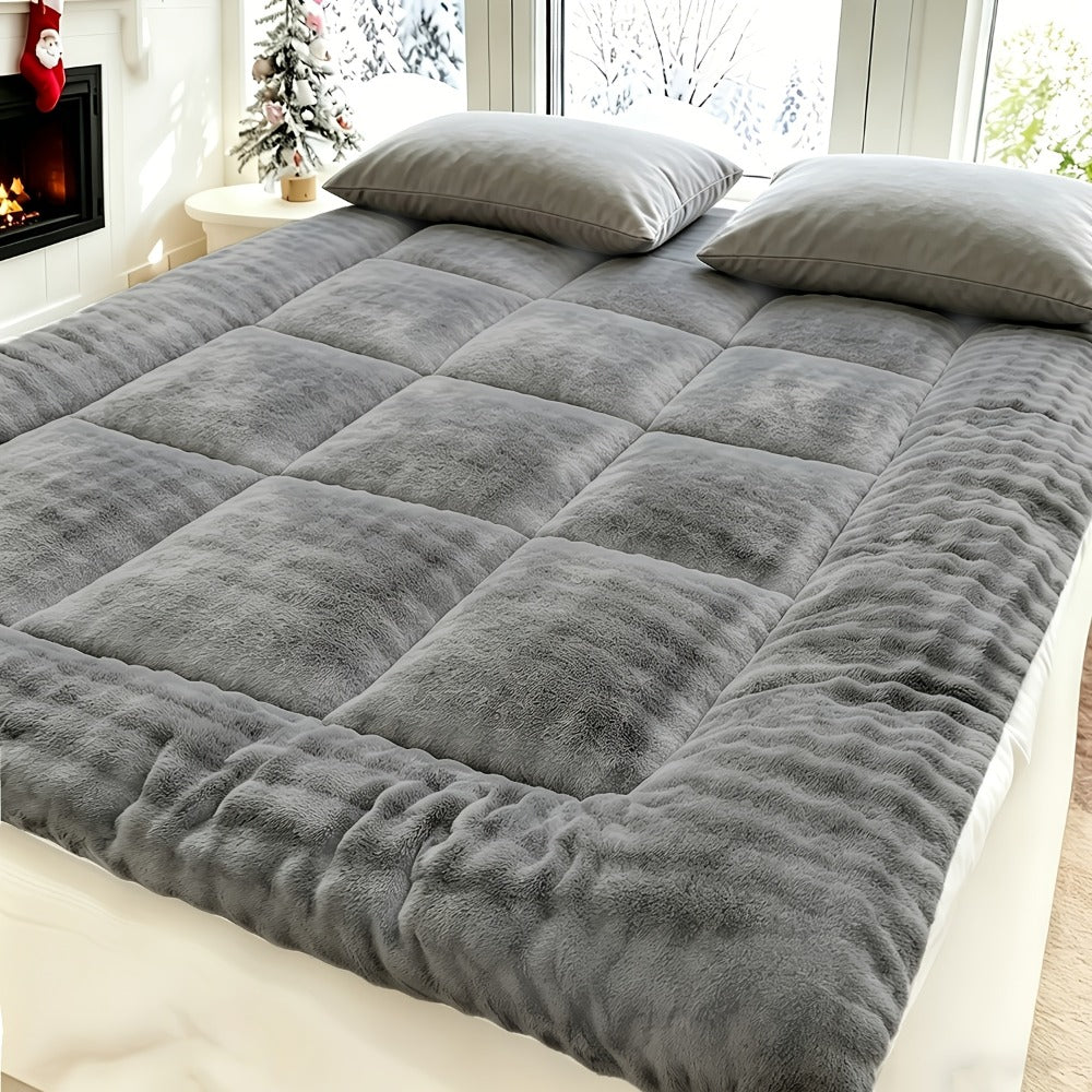 Quilted Mattress Topper Fluffy Flannel Bubble ¨C Breathable Fiber Fill Foldable Sleeping Pad 2.36¨C3.15¡± Thick for Twin Full Queen King Bed