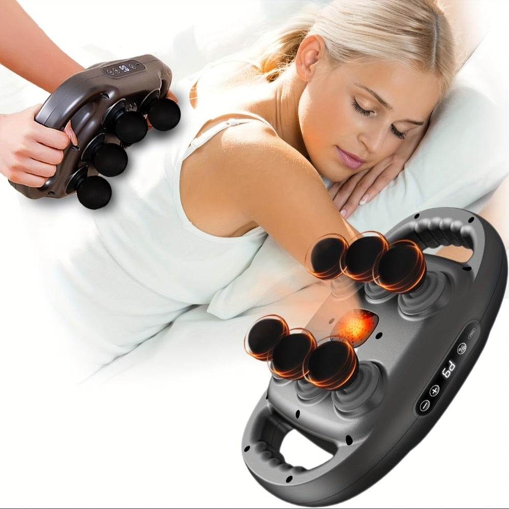 Tapping Massage Gun with 6 Interchangeable Heads ¨C USB Rechargeable Handheld Deep Tissue Vibration Massager for Back, Neck, Shoulders, Legs & Full Body Muscle Relaxation, Professional Home Massager