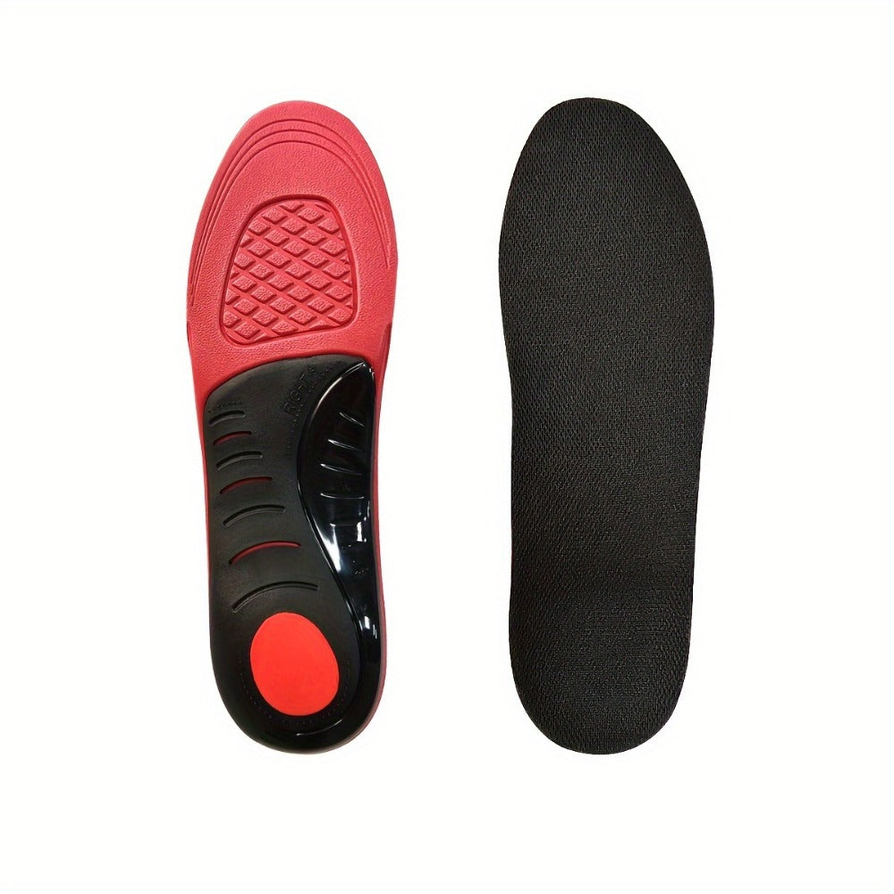 Athletic Insoles EVA Arch Support ¨C Shock Absorbing, 210+ Lbs Load Capacity, Red & Black Design for Running, Hiking, Work Boots & Sneakers