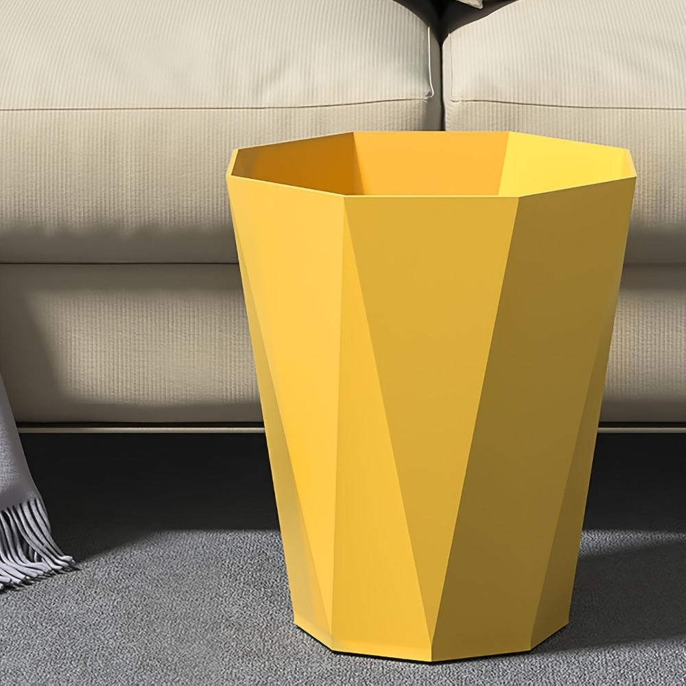Trash Can 2 Pack Nordic Octagonal Wastebasket - Small Open Top Geometric Plastic Waste Bin with Brushed Finish for Bathroom, Bedroom, Kitchen, Home Office, Modern Scandinavian Decor Trash Bin Set