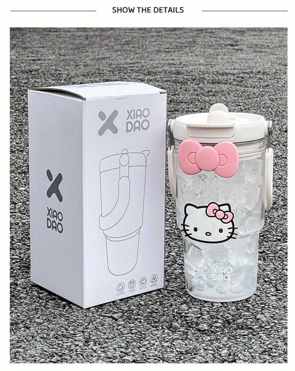 Hello Kitty Water Bottle with Straw 30 Oz ¨C Large Capacity Cartoon Tumbler for Women & Girls ¨C Portable Outdoor Sports Cup with Bow & Sticker ¨C Cute Kawaii Plastic Drinkware Gift