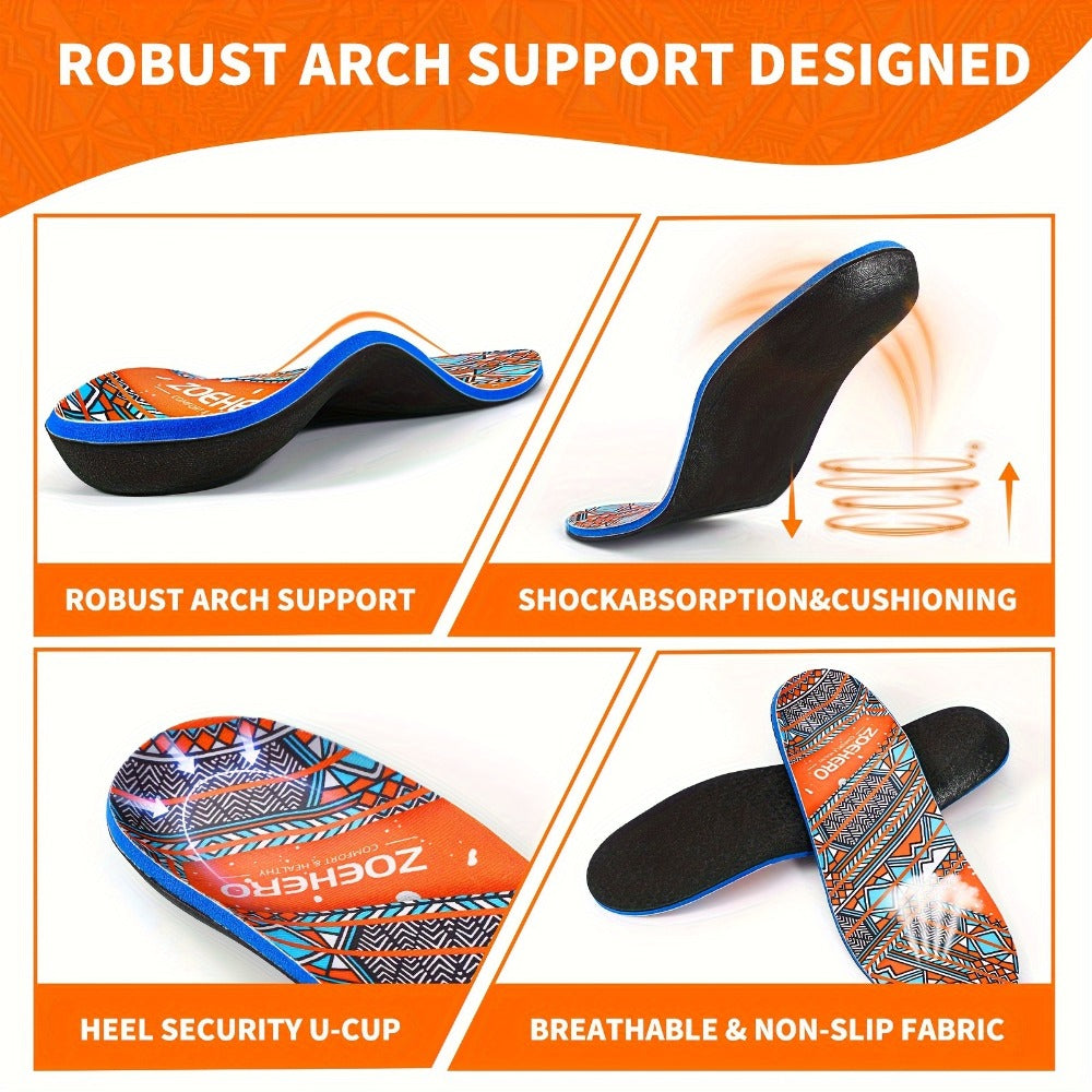 Arch Support Insoles for Men and Women Heavy Duty Shoe Inserts with Deep U-Shaped Heel Cup High-Density PU Foam Shock Absorption Breathable Fabric Plantar Fasciitis Flat Feet Pain Relief All Day Comfort